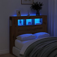 vidaXL Sänggavel LED artisan ek 120x18,5x103,5 cm konstruerat trä
