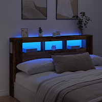 vidaXL Sänggavel LED åldrat trä 180x18,5x103,5 cm konstruerat trä
