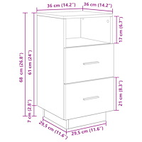 vidaXL Sängbord 2 st med 2 lådor vit 36x36x68 cm