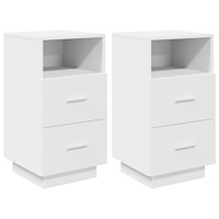 vidaXL Sängbord 2 st med 2 lådor vit 36x36x68 cm