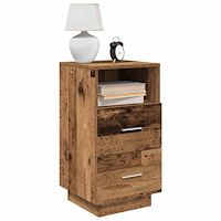 vidaXL Sängbord 2 st med 2 lådor åldrat trä 36x36x68 cm