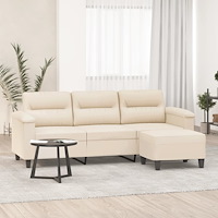 vidaXL 3-sitssoffa beige 180 cm mikrofibertyg