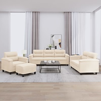 vidaXL Soffgrupp med kuddar 4 delar beige mikrofibertyg