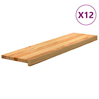 vidaXL Trappstegsmattor 12 pcs ljusbrun 100x25x2 cm massiv ek