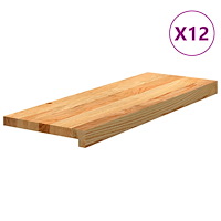 vidaXL Trappstegsmattor 12 pcs ljusbrun 70x30x2 cm massiv ek