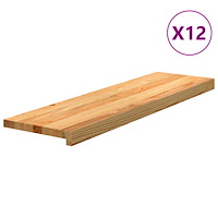 vidaXL Trappstegsmattor 12 pcs ljusbrun 90x30x2 cm massiv ek
