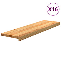vidaXL Trappstegsmattor 16 pcs ljusbrun 90x25x2 cm massiv ek