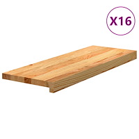 vidaXL Trappstegsmattor 16 pcs ljusbrun 70x30x2 cm massiv ek