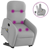 vidaXL Massagefåtölj med uppresningshjälp molngrå tyg
