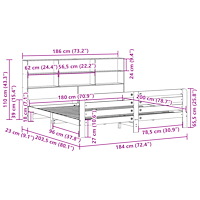 vidaXL Sängram utan madrass vit 180x200 cm massiv furu