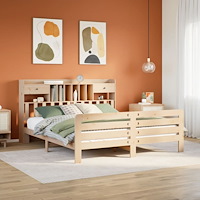 vidaXL Säng med bokhylla utan madrass 180x200cm massiv furu