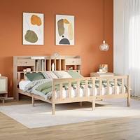 vidaXL Säng med bokhylla utan madrass 180x200cm massiv furu