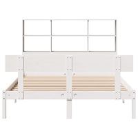 vidaXL Säng med bokhylla utan madrass vit 120x190 cm massiv furu