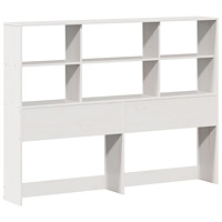 vidaXL Säng med bokhylla utan madrass vit 120x190 cm massiv furu