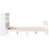 vidaXL Säng med bokhylla utan madrass vit 120x190 cm massiv furu