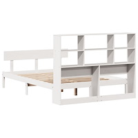 vidaXL Säng med bokhylla utan madrass vit 120x190 cm massiv furu