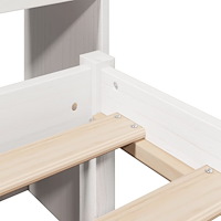 vidaXL Säng med bokhylla utan madrass vit 120x190 cm massiv furu