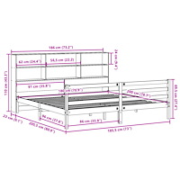 vidaXL Säng med bokhylla utan madrass vit 180x200cm massiv furu