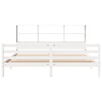 vidaXL Säng med bokhylla utan madrass vit 180x200cm massiv furu