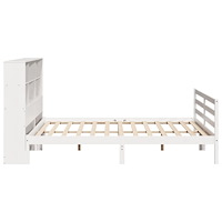 vidaXL Säng med bokhylla utan madrass vit 180x200cm massiv furu