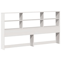 vidaXL Säng med bokhylla utan madrass vit 180x200cm massiv furu