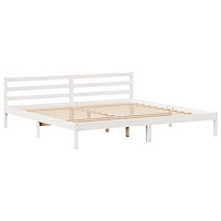 vidaXL Säng med bokhylla utan madrass vit 180x200cm massiv furu