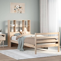 vidaXL Säng med bokhylla utan madrass 90x200cm massiv furu