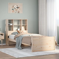 vidaXL Säng med bokhylla utan madrass 90x190cm massiv furu