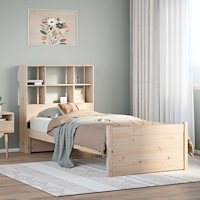 vidaXL Säng med bokhylla utan madrass 90x200cm massiv furu