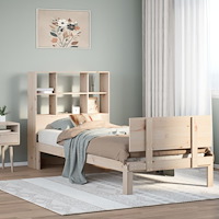 vidaXL Säng med bokhylla utan madrass 90x200cm massiv furu