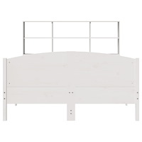vidaXL Säng med bokhylla utan madrass vit 140x190cm massiv furu
