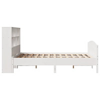 vidaXL Säng med bokhylla utan madrass vit 140x190cm massiv furu