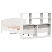 vidaXL Säng med bokhylla utan madrass vit 140x190cm massiv furu
