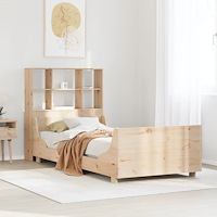 vidaXL Säng med bokhylla utan madrass 90x200 cm massiv trä