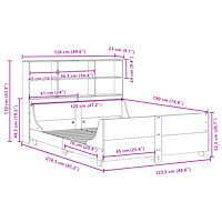 vidaXL Säng med bokhylla utan madrass vit 120x190 cm massiv trä