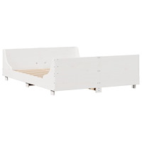 vidaXL Säng med bokhylla utan madrass vit 120x190 cm massiv trä
