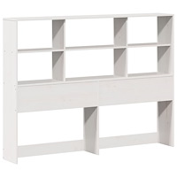 vidaXL Säng med bokhylla utan madrass vit 120x190 cm massiv trä