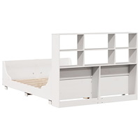 vidaXL Säng med bokhylla utan madrass vit 120x190 cm massiv trä