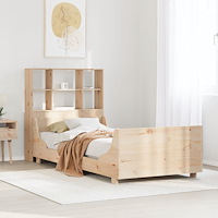 vidaXL Säng med bokhylla utan madrass 90x190 cm massiv trä