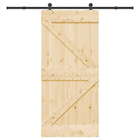 vidaXL Skjutdörr med beslag 95x210 cm massiv furu