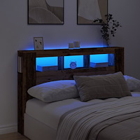 vidaXL Sänggavel LED åldrat trä 160x18,5x103,5 cm konstruerat trä