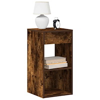 vidaXL Sängbord 2 st med låda rökfärgad ek 35x34x66,5 cm