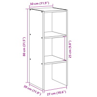 vidaXL Bokhylla stapelbar sonoma-ek 30x30x80 cm konstruerat trä
