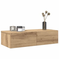 vidaXL Vägghylla med lådor ek 60x26,5x15 cm konstruerat trä