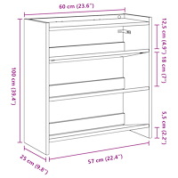 vidaXL Skohylla sonoma-ek 60x25x62 cm konstruerat trä