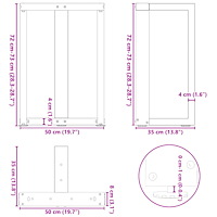 vidaXL Matbordsben T-formade 2 st svarta 50x35x(72-73) cm stål