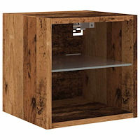 vidaXL Väggmonterad tv-bänk LED gammalt trä 30x28,5x30 cm