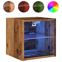 vidaXL Väggmonterad tv-bänk LED gammalt trä 30x28,5x30 cm