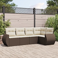 vidaXL Loungegrupp för trädgården med dynor 5 delar brun konstrotting