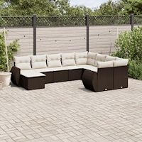vidaXL Loungegrupp 10 delar med brun dynor konstrotting